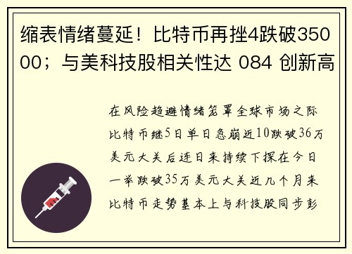 缩表情绪蔓延！比特币再挫4跌破35000；与美科技股相关性达 084 创新高